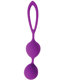 Двойные фиолетовые вагинальные шарики из силикона с петелькой для извлечения