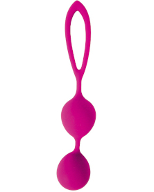 Двойные розовые вагинальные шарики из силикона с петелькой для извлечения